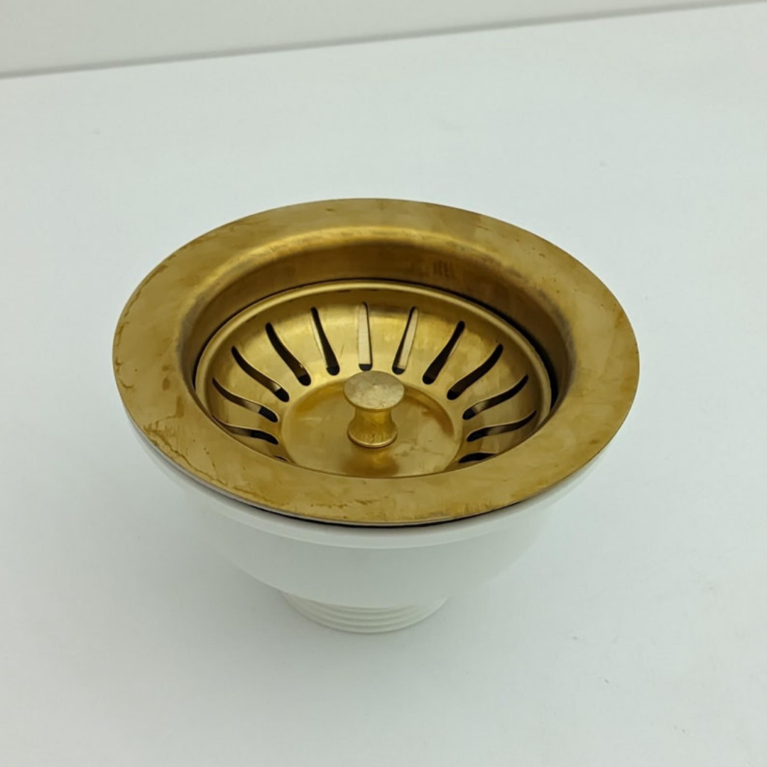 Unlacquered Brass Basket Strainer overhead view