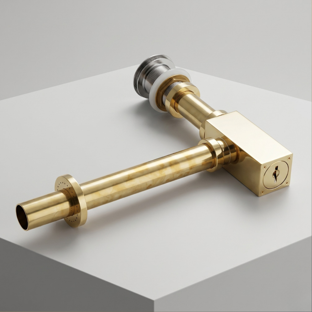 Brass Bottle P-Trap Drain handcrafted in solid brass
