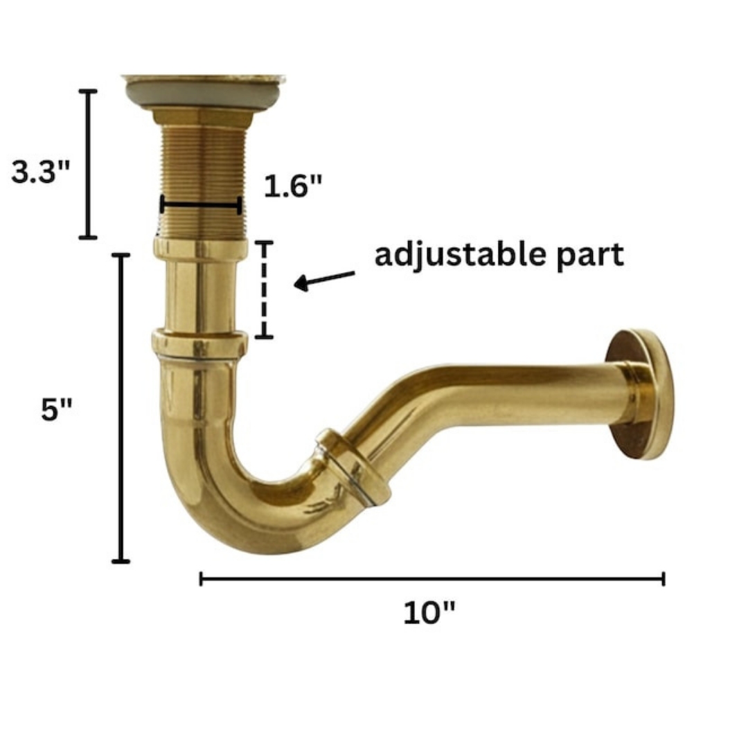 Unlacquered Brass P-Trap Kit technical view