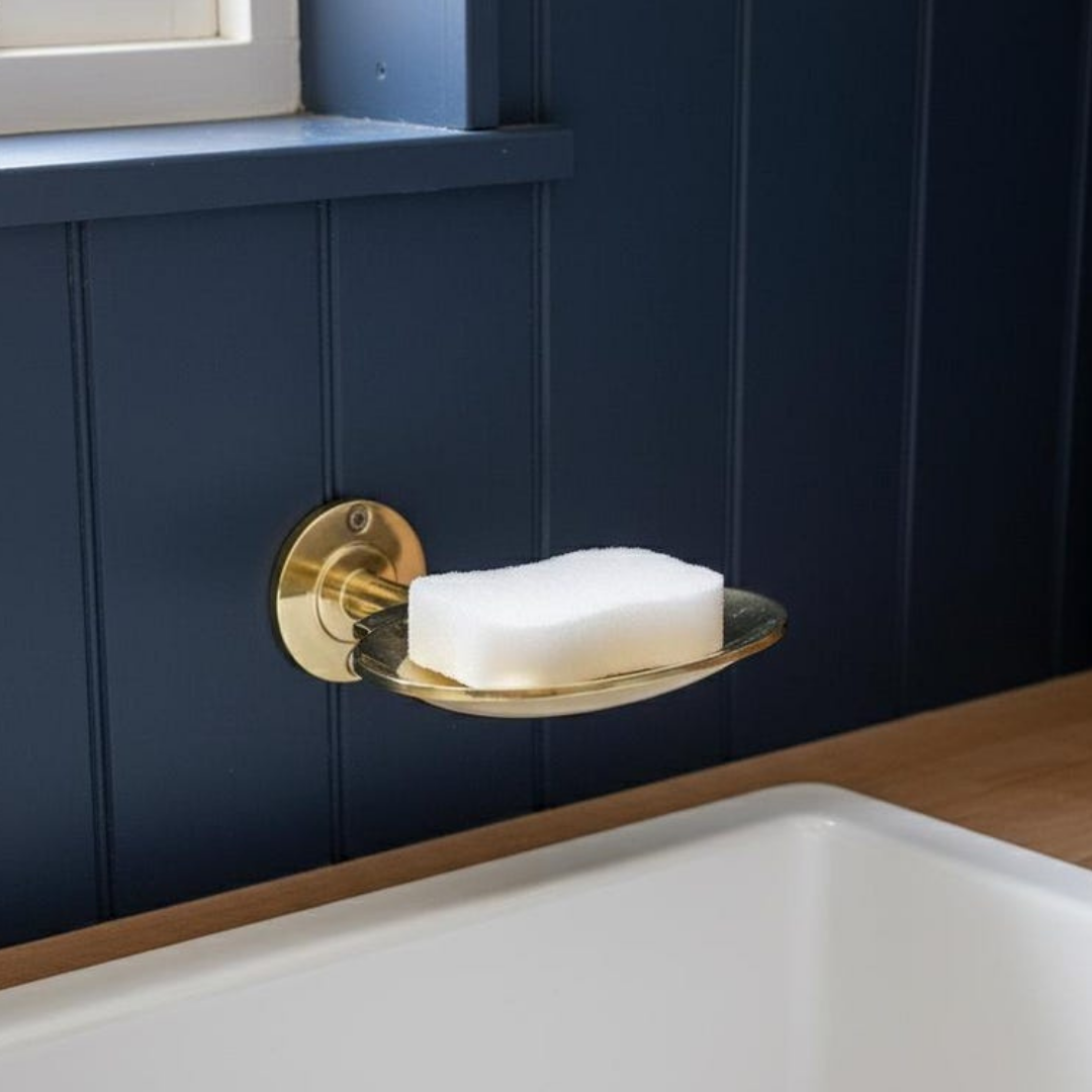 Close up of the unlacquered brass patina and artisan finish