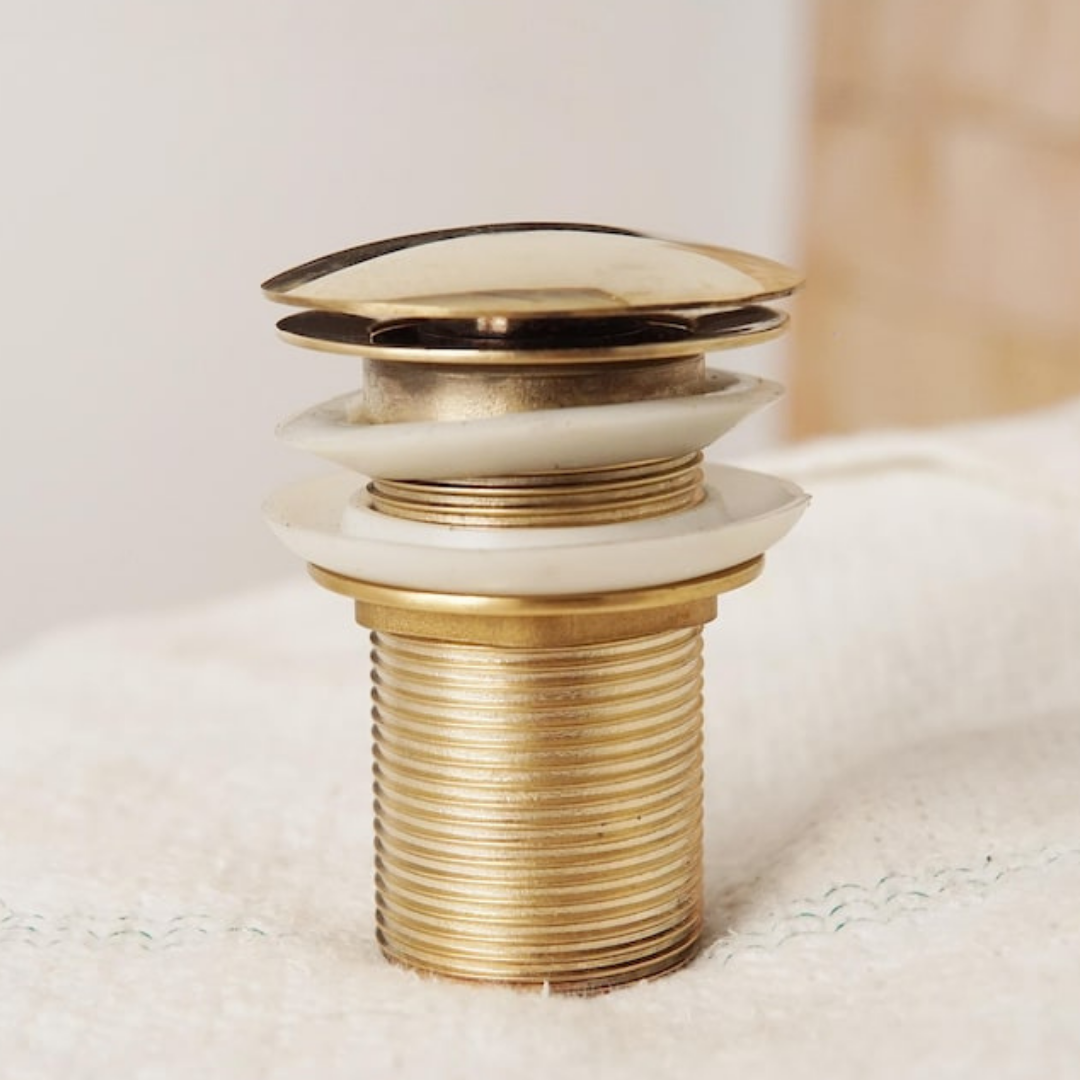 Unlacquered Brass Bathroom Sink Stopper in solid unlacquered brass