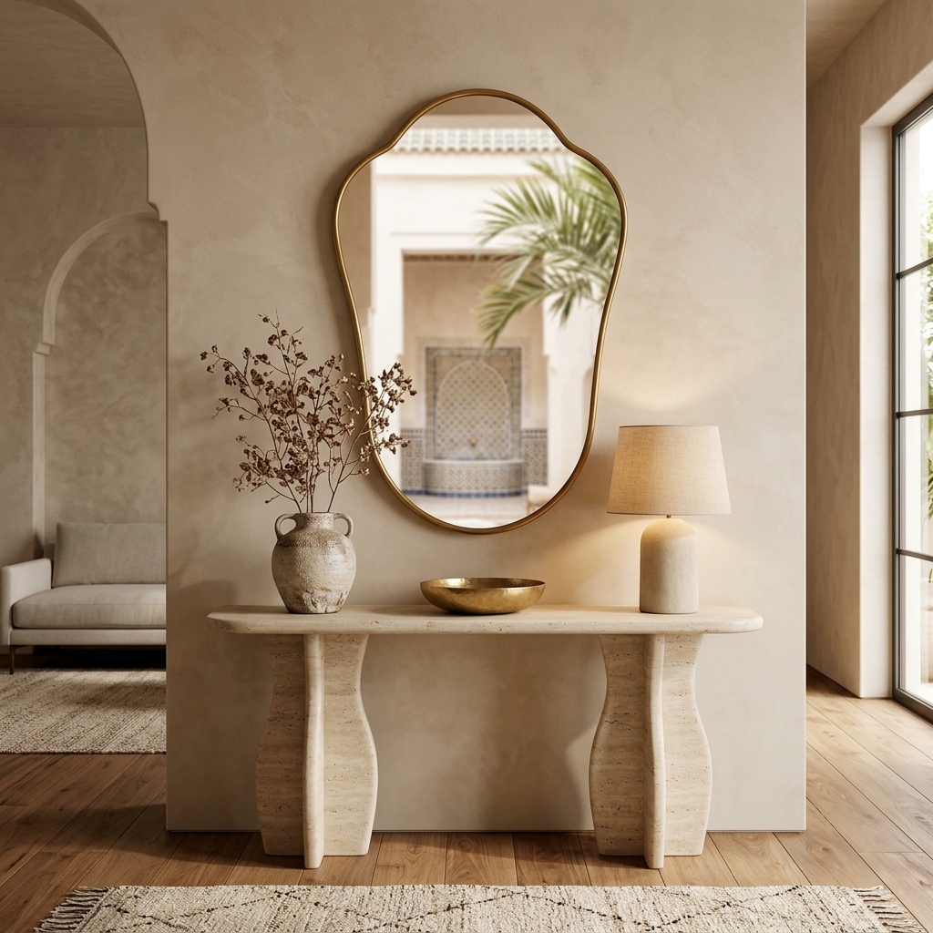 Alya Sculptural Organic Brass Mirror
