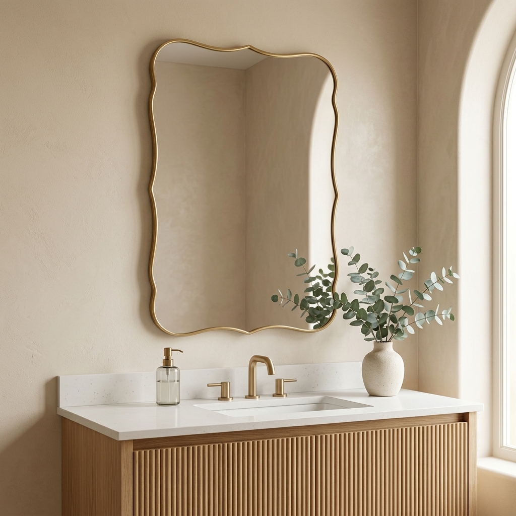Rania Soft Curve Brass Mirror
