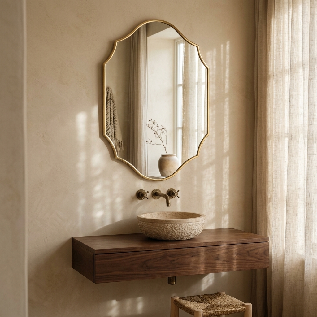 Samira Abstract Organic Brass Mirror