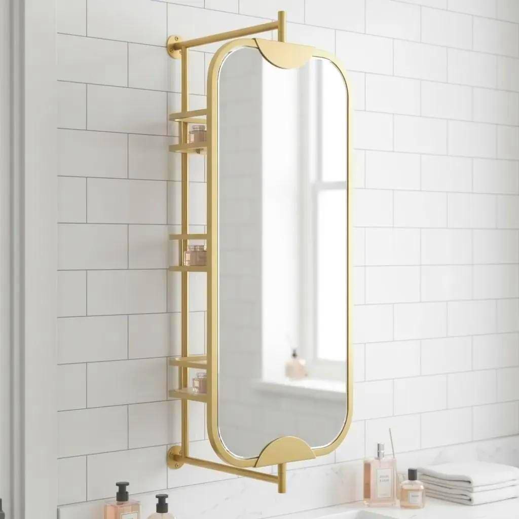 Bade rotating vanity mirror with shelf