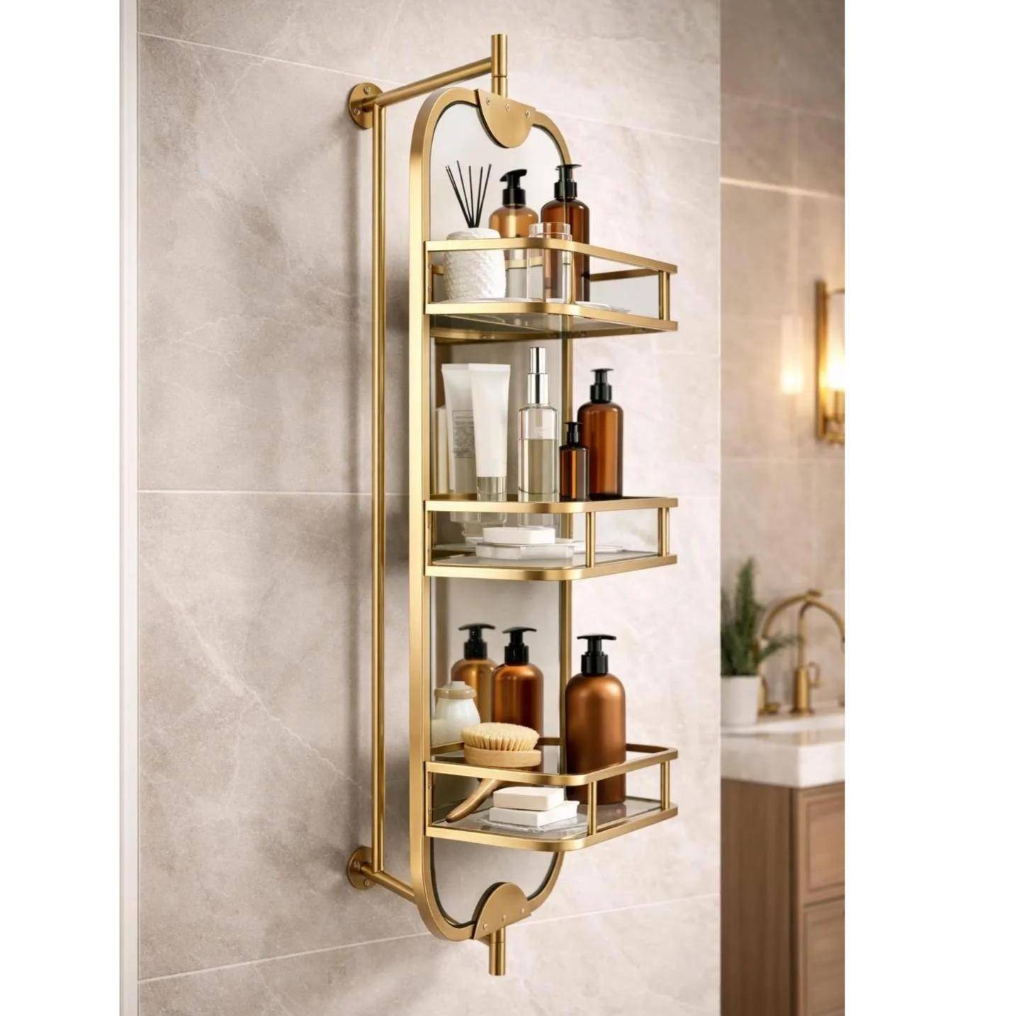 Bade Rotating Vanity Mirror with Shelf - Mosalica