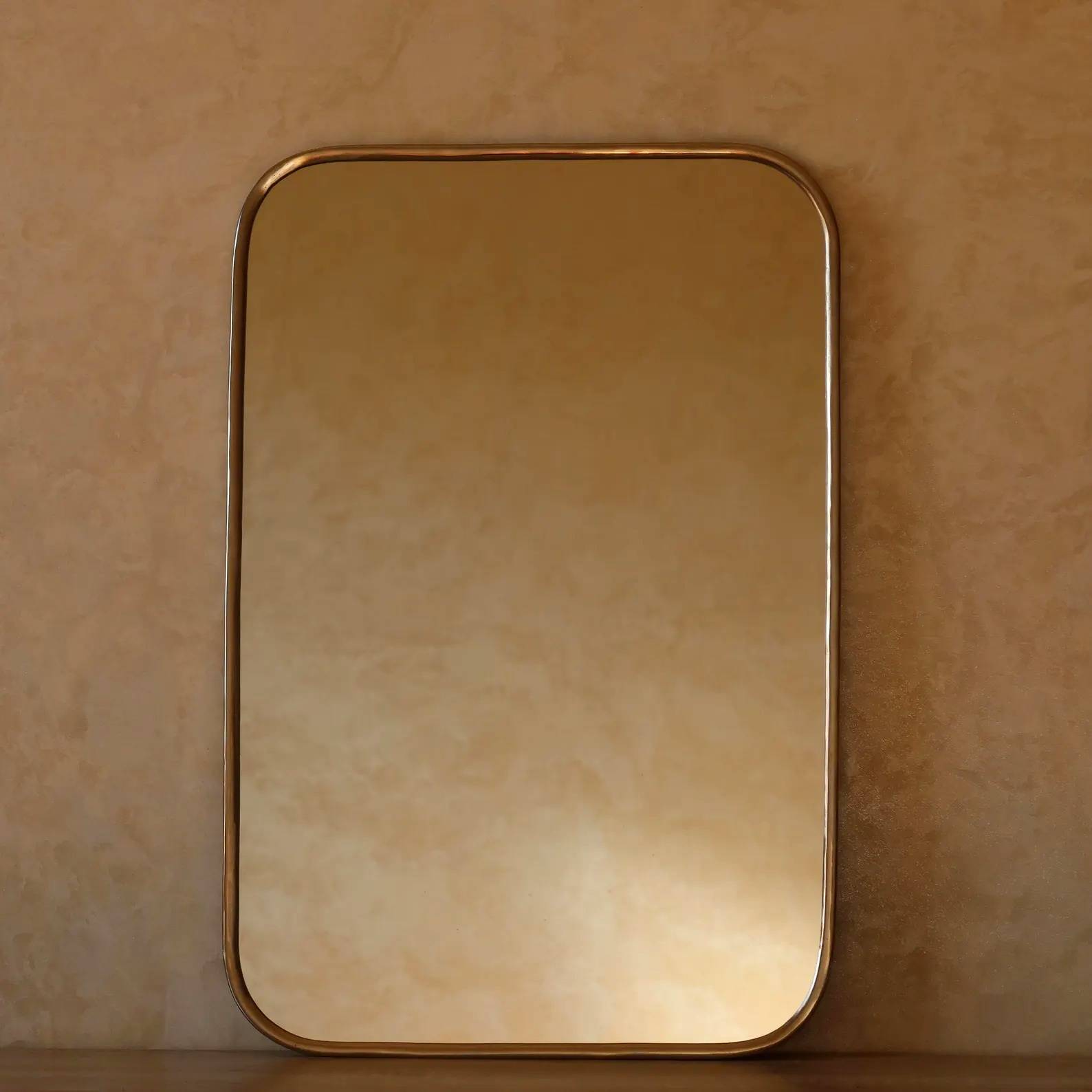 Malika Rectangular Brass Mirror detail view