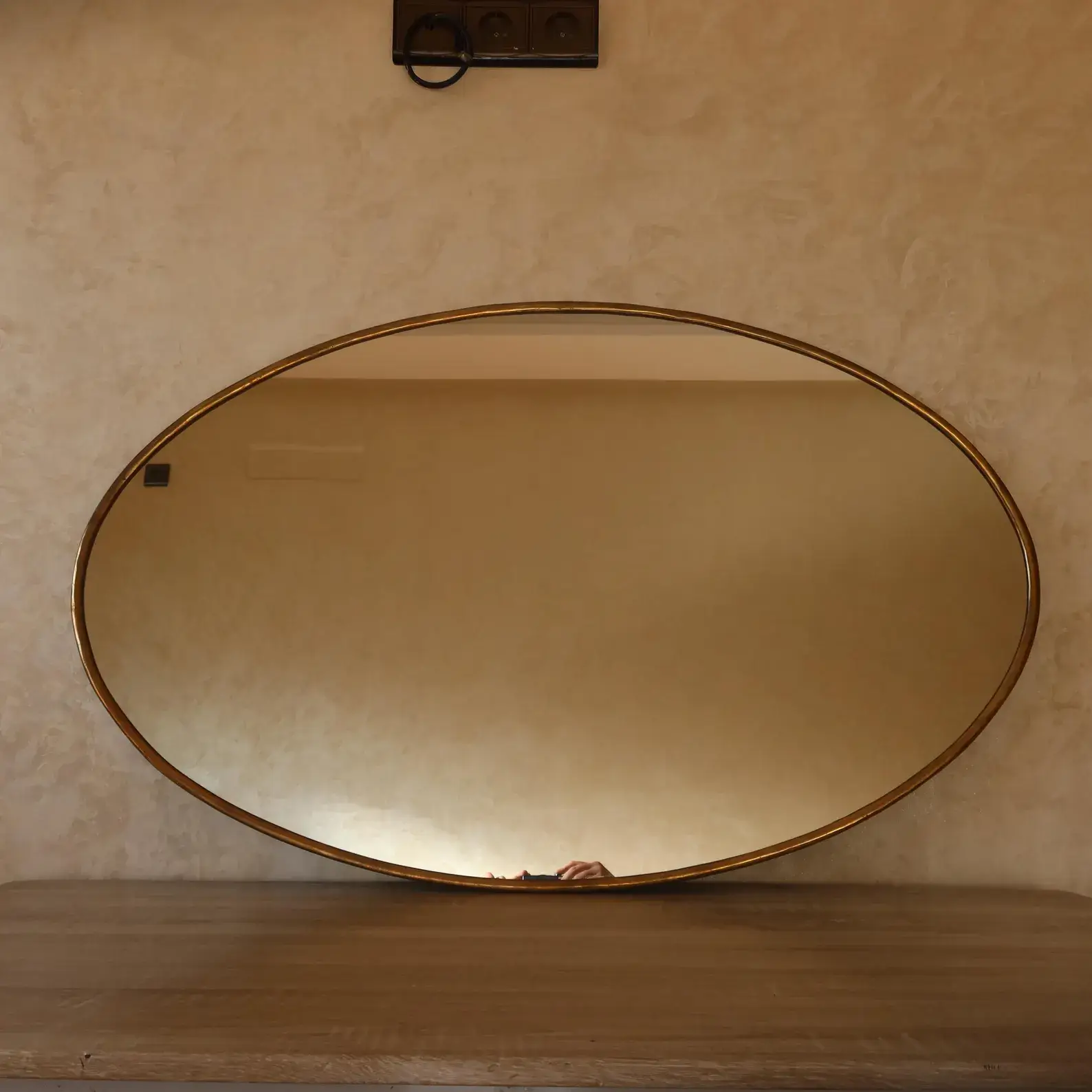 Yasmina Moroccan Brass Oval Mirror detail view