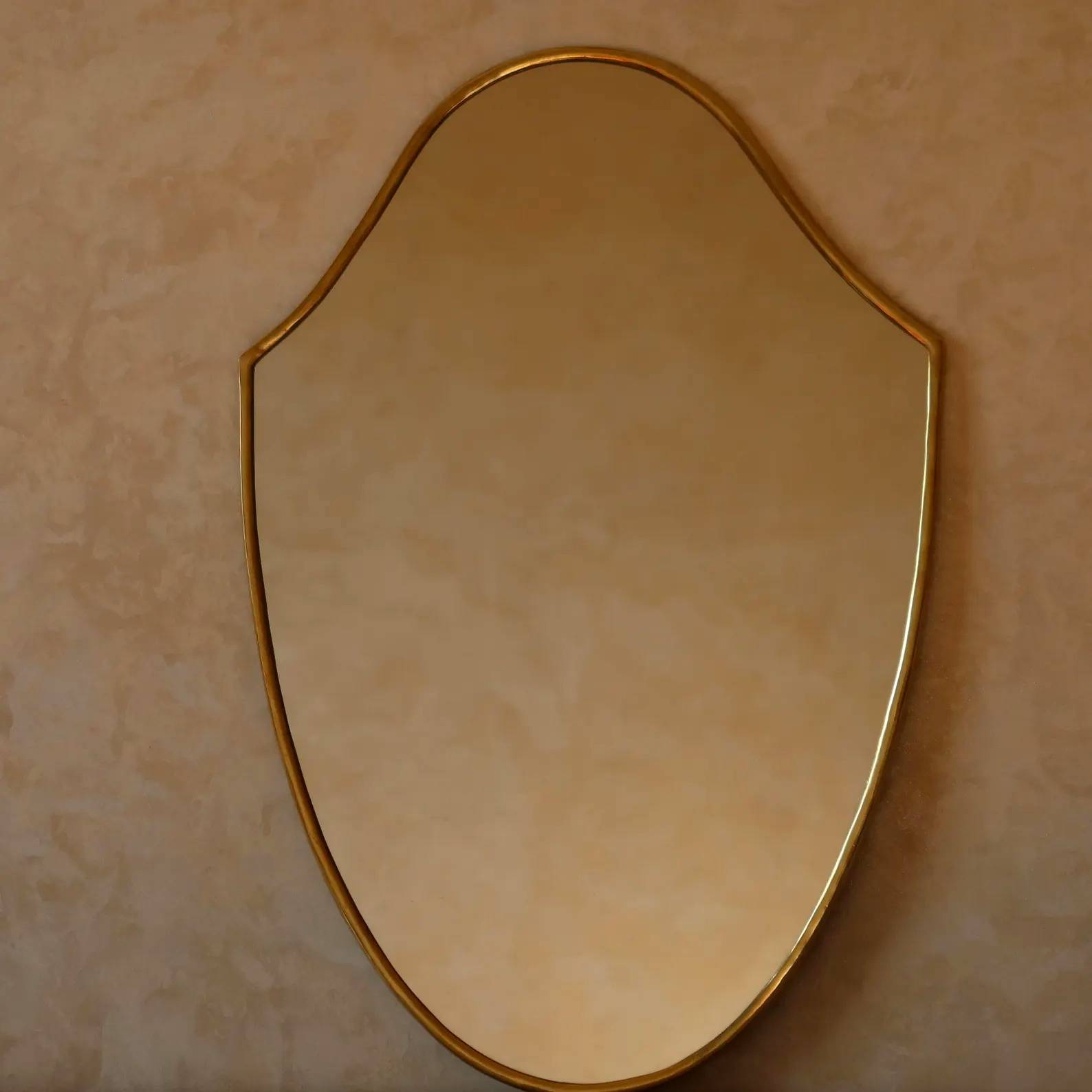 Zahra Sculptural Organic Brass Mirror detail view