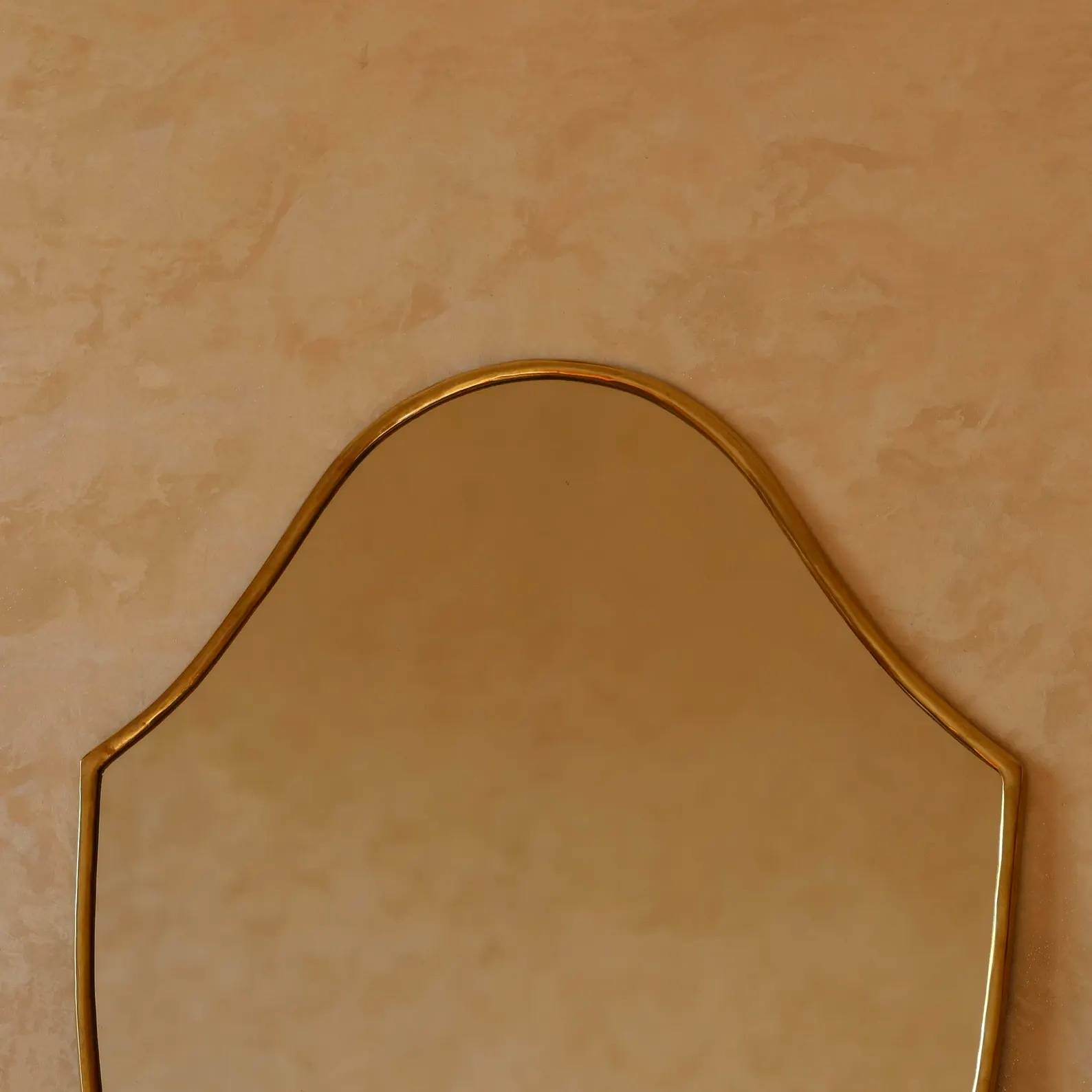 Zahra Sculptural Organic Brass Mirror editorial detail