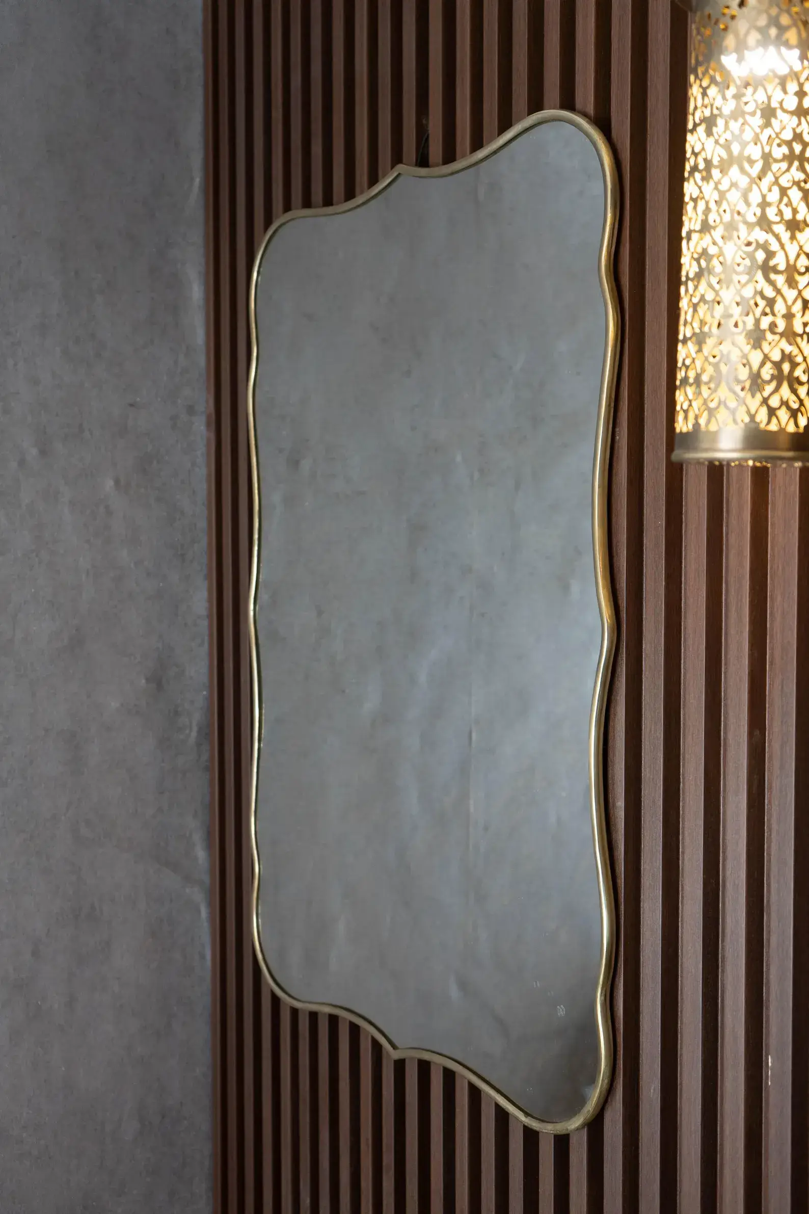 Rania Soft Curve Brass Mirror editorial detail