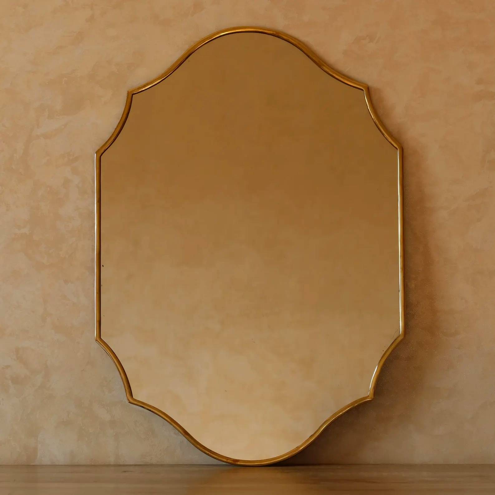 Samira Abstract Organic Brass Mirror detail view