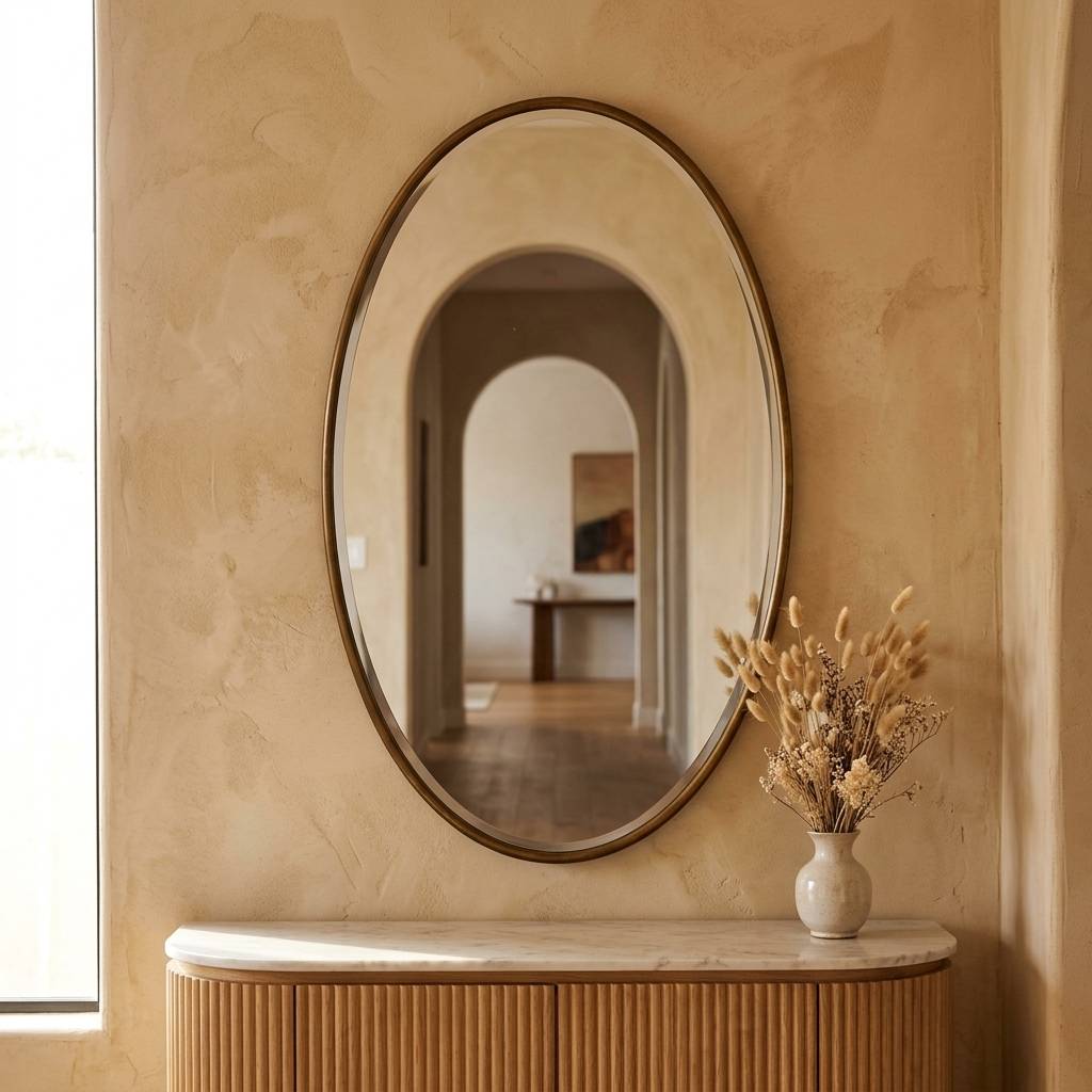 Soraya Classic Brass Oval Mirror hero lifestyle view