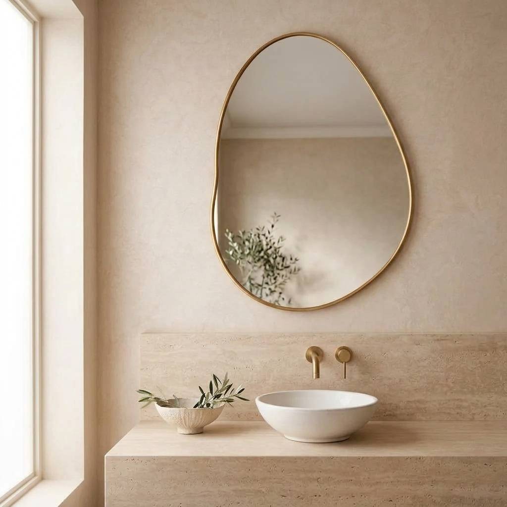 Mira Teardrop Brass Wall Mirror detail view